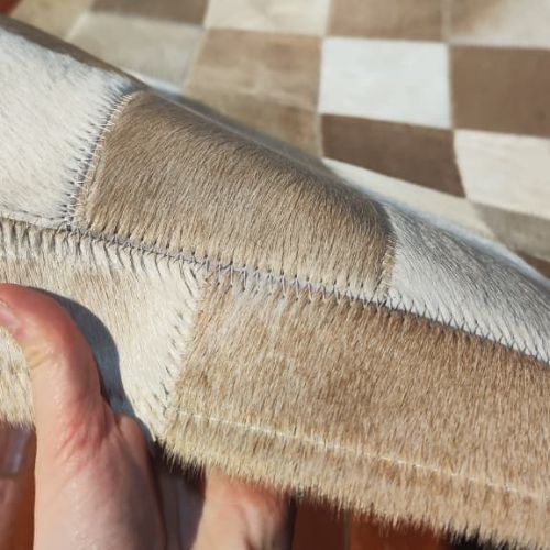 Passadeira de Couro de Boi Bege e Champagne – Módulo 10x10