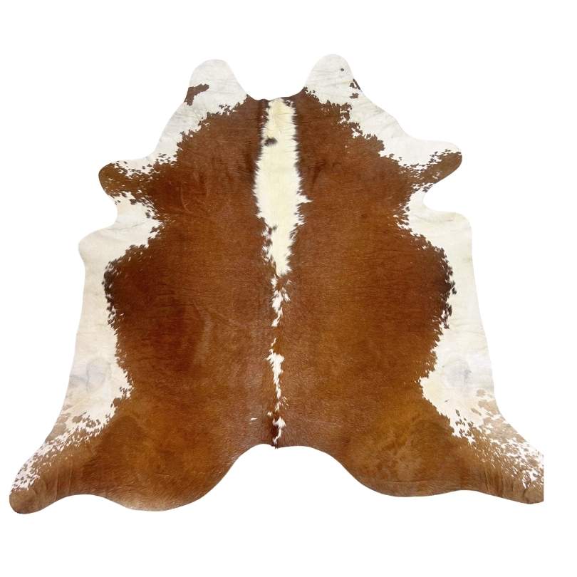 Tapete Bovino Natural Vermelho e Branco I VB358 I  2,27 x 2,35 m