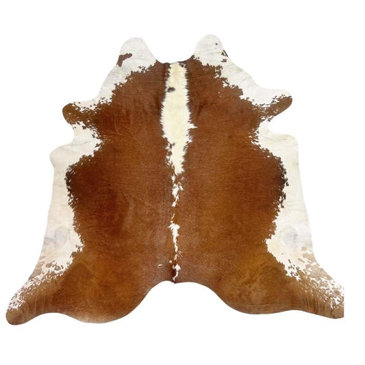 Tapete Bovino Natural Vermelho e Branco I VB358 I  2,27 x 2,35 m