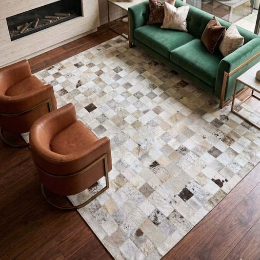 Tapete Pampa de Couro Quadriculado Tons Claros - Módulo 10x10 cm