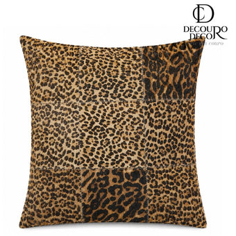 Almofada de Couro Legítimo Animal Print Onça - Quadriculada