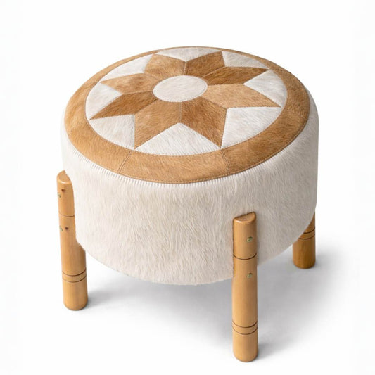 Banco Estrela em Couro Natural