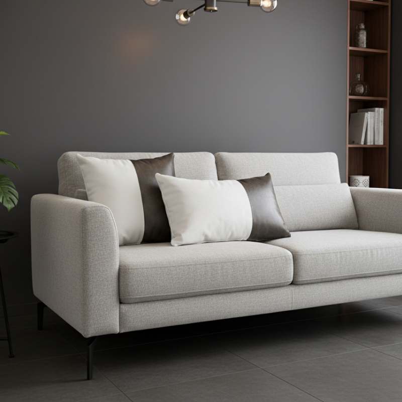 Conjunto com 02 Almofadas DUE em Couro Grafite e Branco