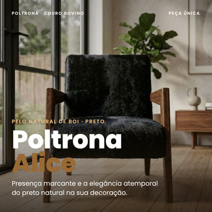 DECOURO · Poltrona Alice em Couro Bovino Preto | DECOURO — Hero