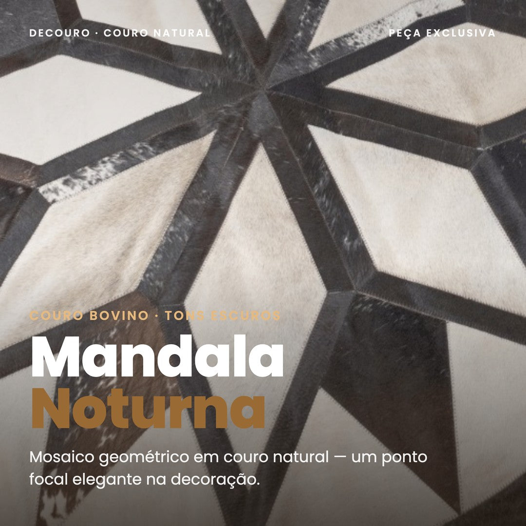 DECOURO · Tapete Mandala Noturna em Couro Legítimo — Hero