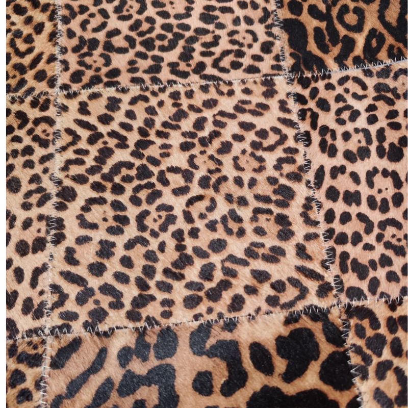Almofada de Couro Legítimo Animal Print Onça - Quadriculada