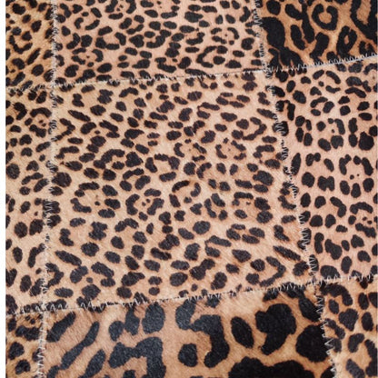 Almofada de Couro Legítimo Animal Print Onça - Quadriculada