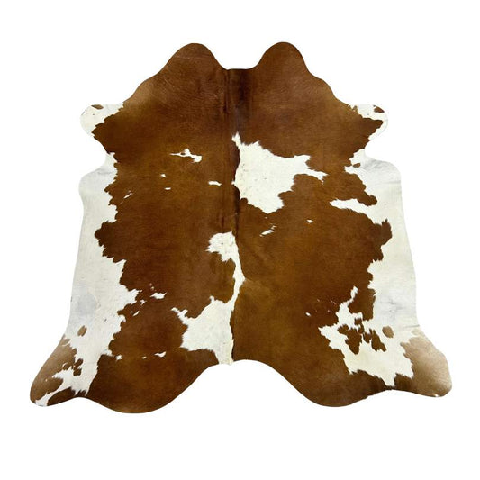 Tapete Bovino Natural Vermelho e Branco I VB381 I 2,21 x 2,18 m