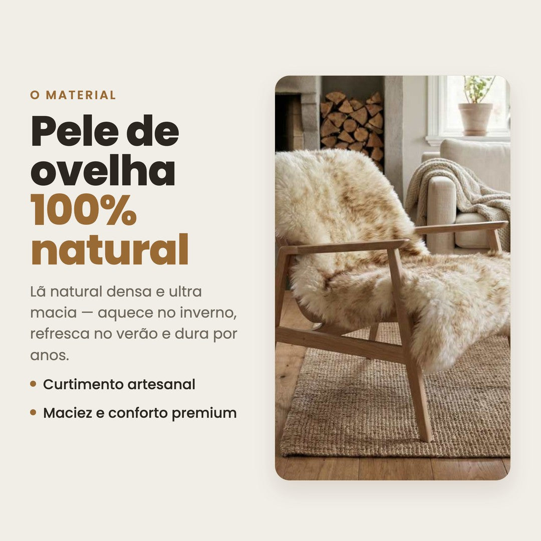 DECOURO · Pelego Natural Chamuscado Dourado Macio Tamanho Grande — Material