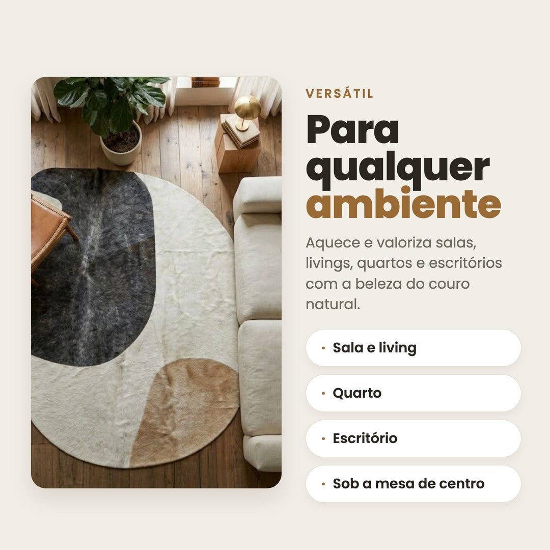 DECOURO · Tapete Eclipse Orgânico - Couro Legítimo — Versatilidade