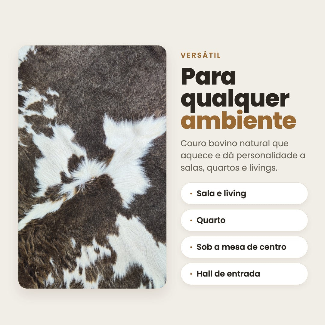 DECOURO · Tapete Bovino Natural Exótico I EXC826 I 1,95x1,94m — Versatilidade