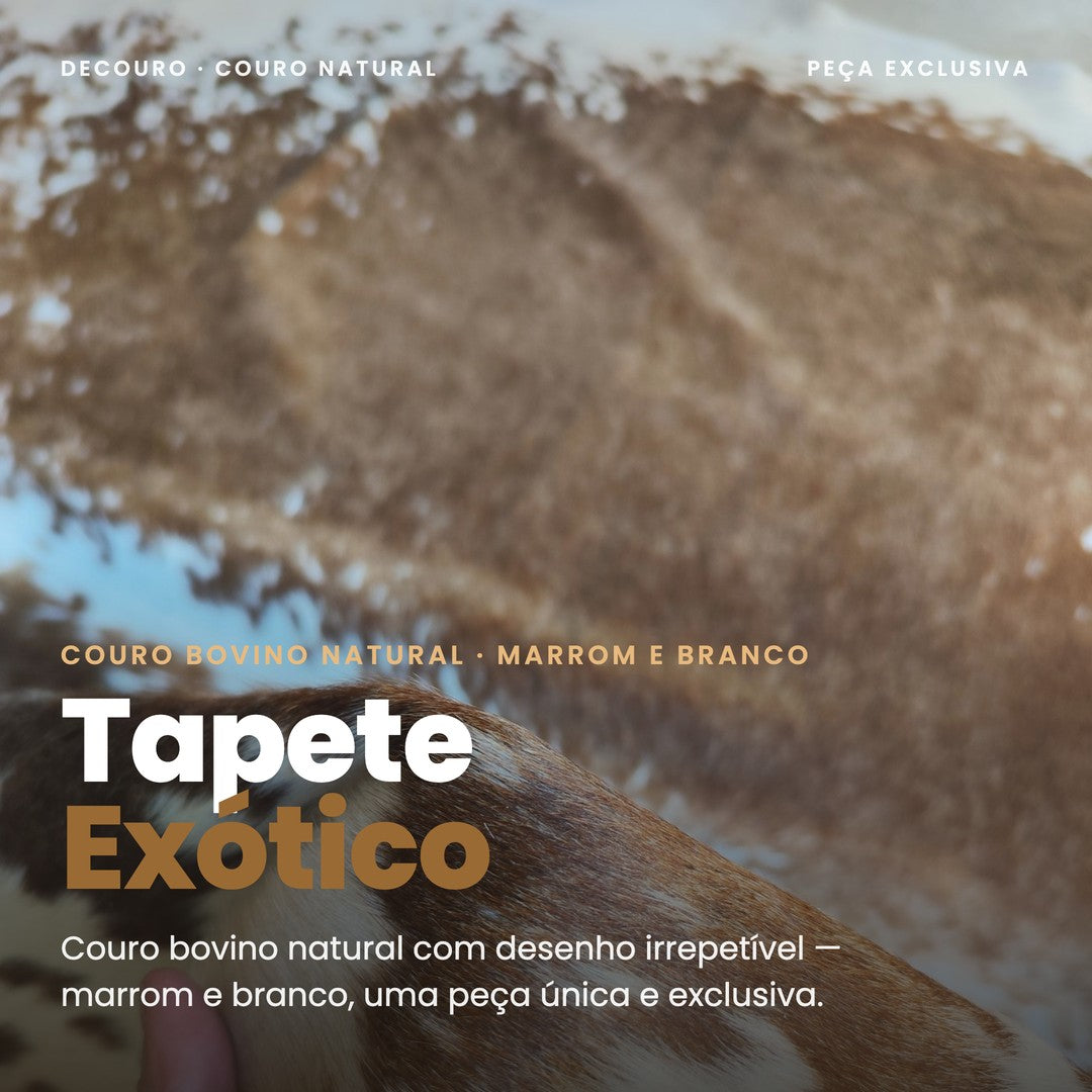 DECOURO · Tapete Bovino Exótico Marrom e Branco I EXC863 I 1,89x2,23m em Couro Legítimo — Hero
