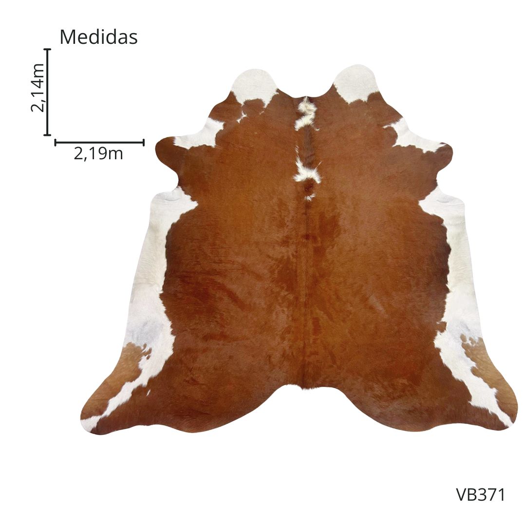 Tapete Bovino Natural Vermelho e Branco I VB371 I   2,14 x 2,19 m