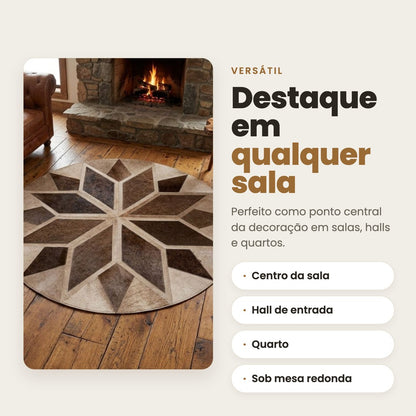 DECOURO · Tapete Mandala Stella em Couro Legítimo — Versatilidade
