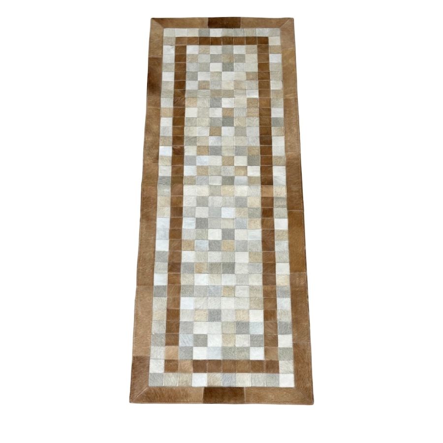Passadeira Horizonte de Couro Natural - Bege Claro e Be — couro de boi natural cor bege