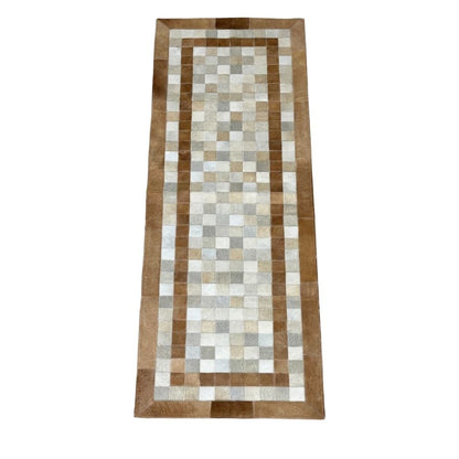 Passadeira Horizonte de Couro Natural - Bege Claro e Be — couro de boi natural cor bege