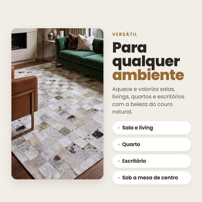 DECOURO · Tapete Pampa de Couro Quadriculado Tons Claros - Módulo 10x10 cm — Versatilidade