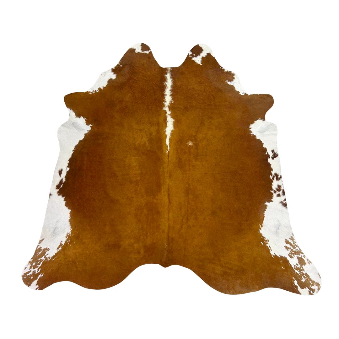 Tapete Bovino Natural Vermelho e Branco I VB370 I  2,06 x 2,06 m