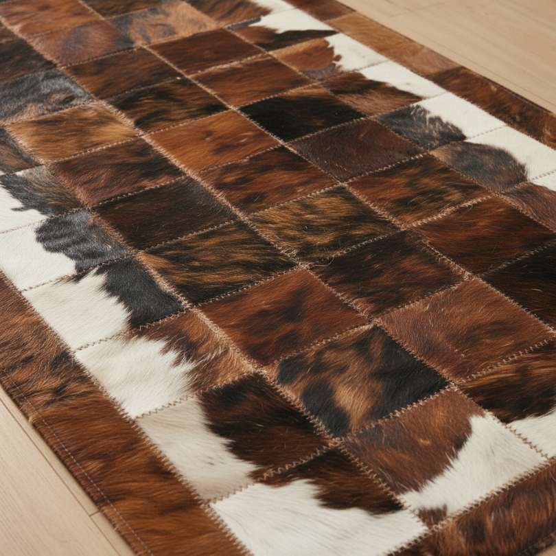 Passadeira Couro Natural BENCOFF - Módulo 10x10cm — detalhe do acabamento artesanal