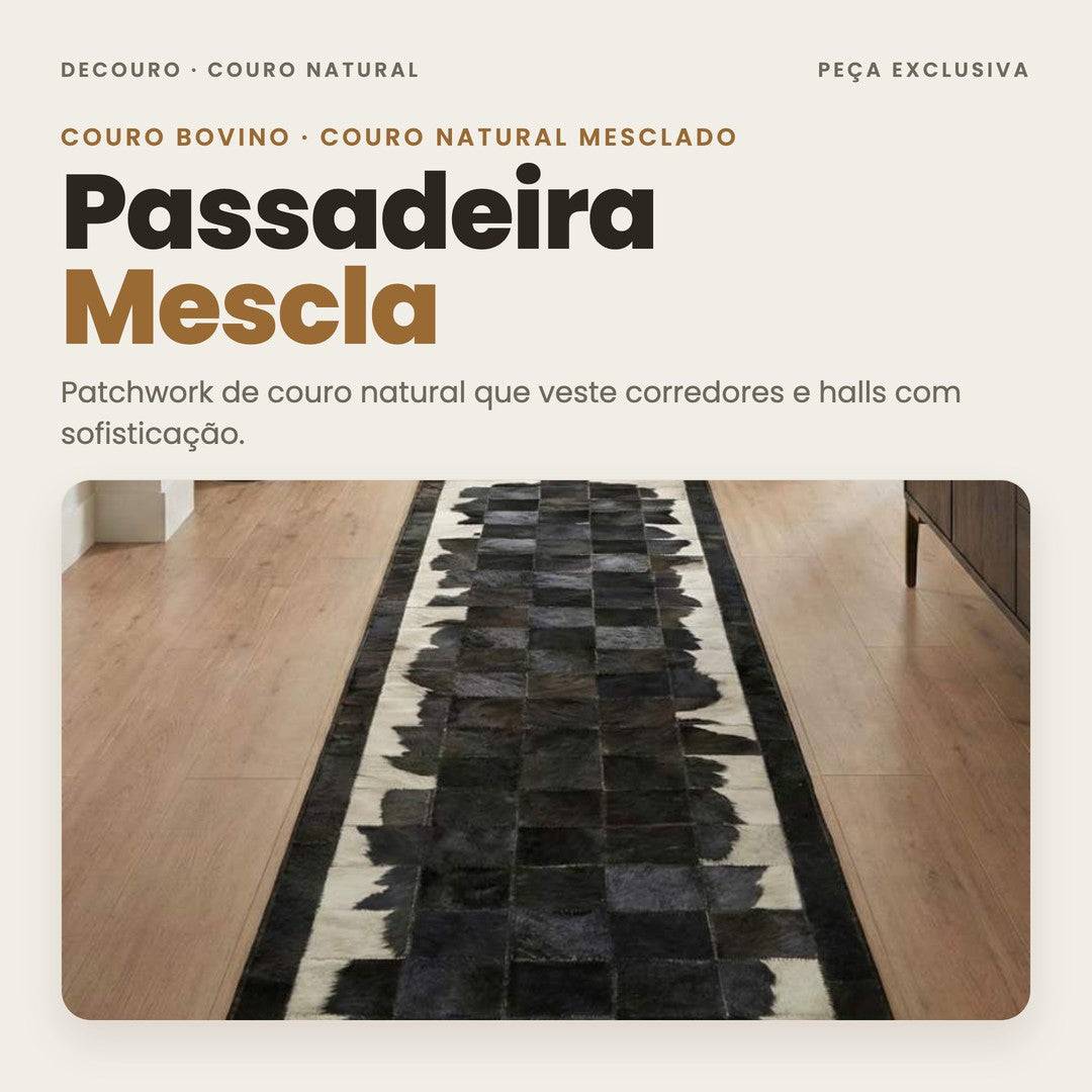 DECOURO · Passadeira Couro Natural MESCLA - Módulo 10x10cm — Hero