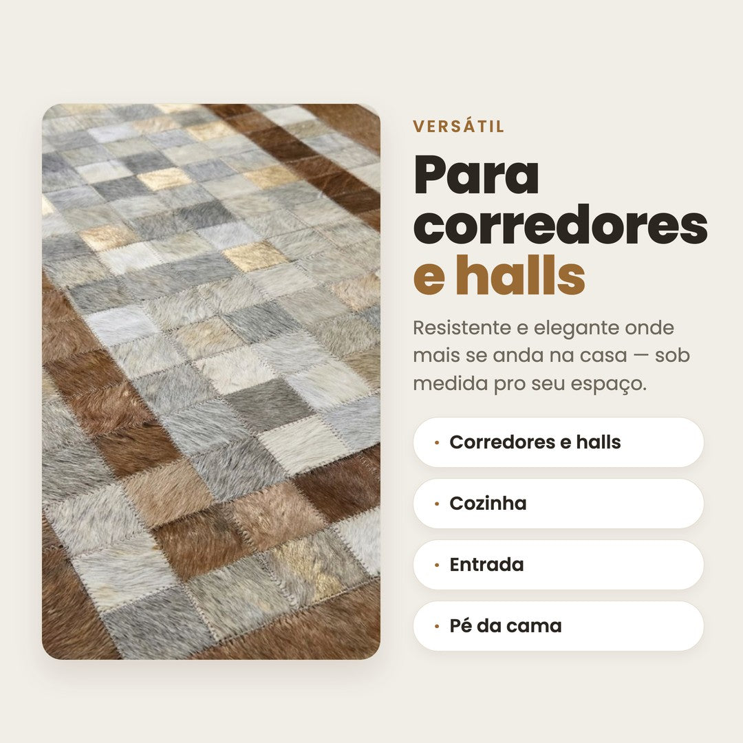 DECOURO · Passadeira Horizonte de Couro Natural - Bege Claro e Bege escuro — Versatilidade
