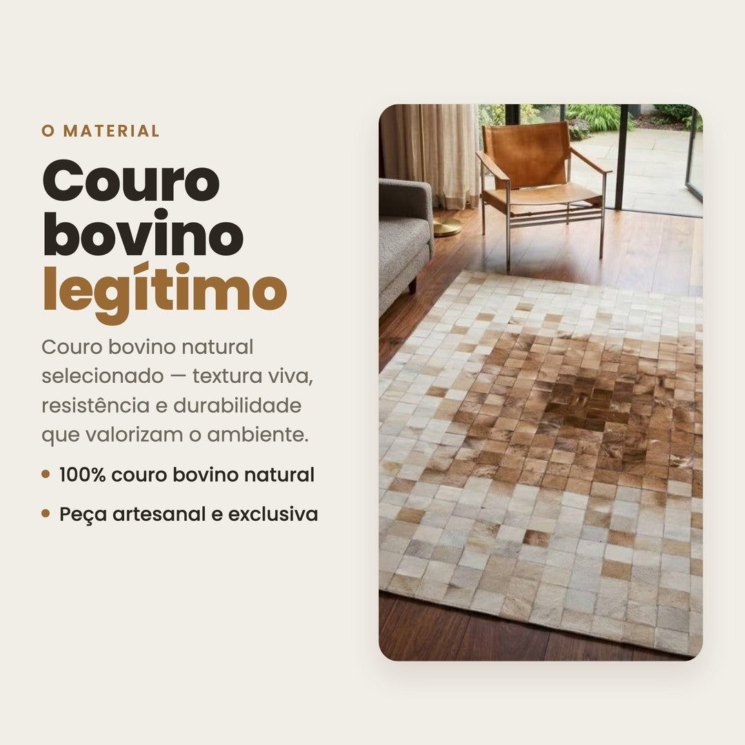 DECOURO · Tapete Dubai - Módulo 10x10 cm em Couro Legítimo — Material