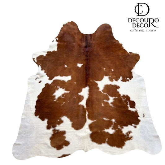 Tapete Bovino Natural Vermelho e Branco I VB686 I 1,87x1,88m