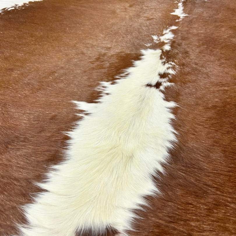 Tapete Bovino Natural Vermelho e Branco I VB358 I  2,27 x 2,35 m