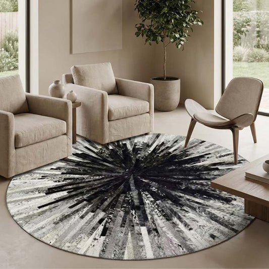 Tapete de Couro Redondo Império - Tons de preto e cinza