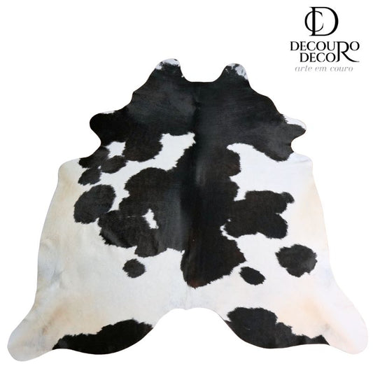Tapete Bovino Natural Preto e Branco I PB633 I 1,93x1,87m em Couro Legítimo