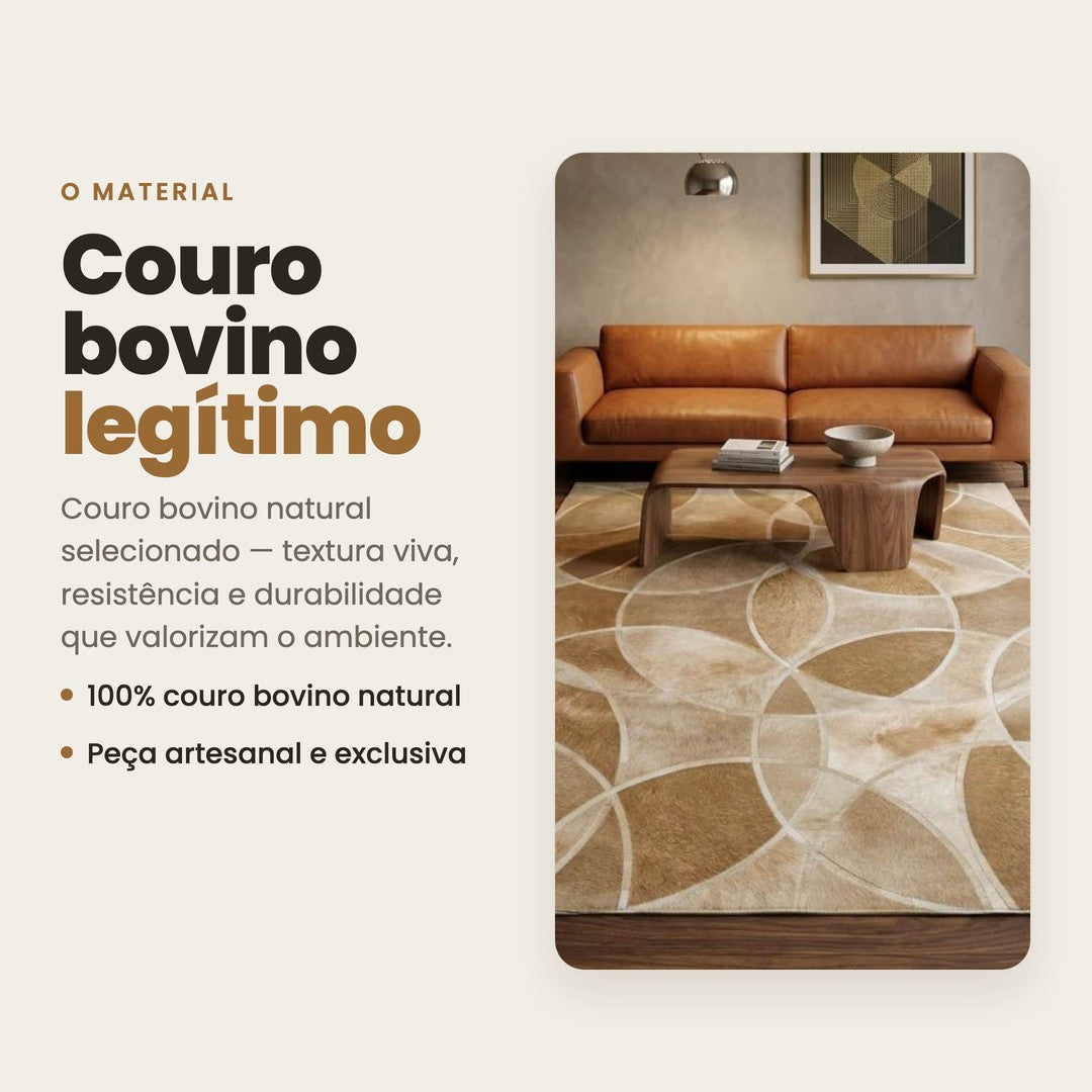 DECOURO · Tapete de Couro Aries - Tons de Bege — Material