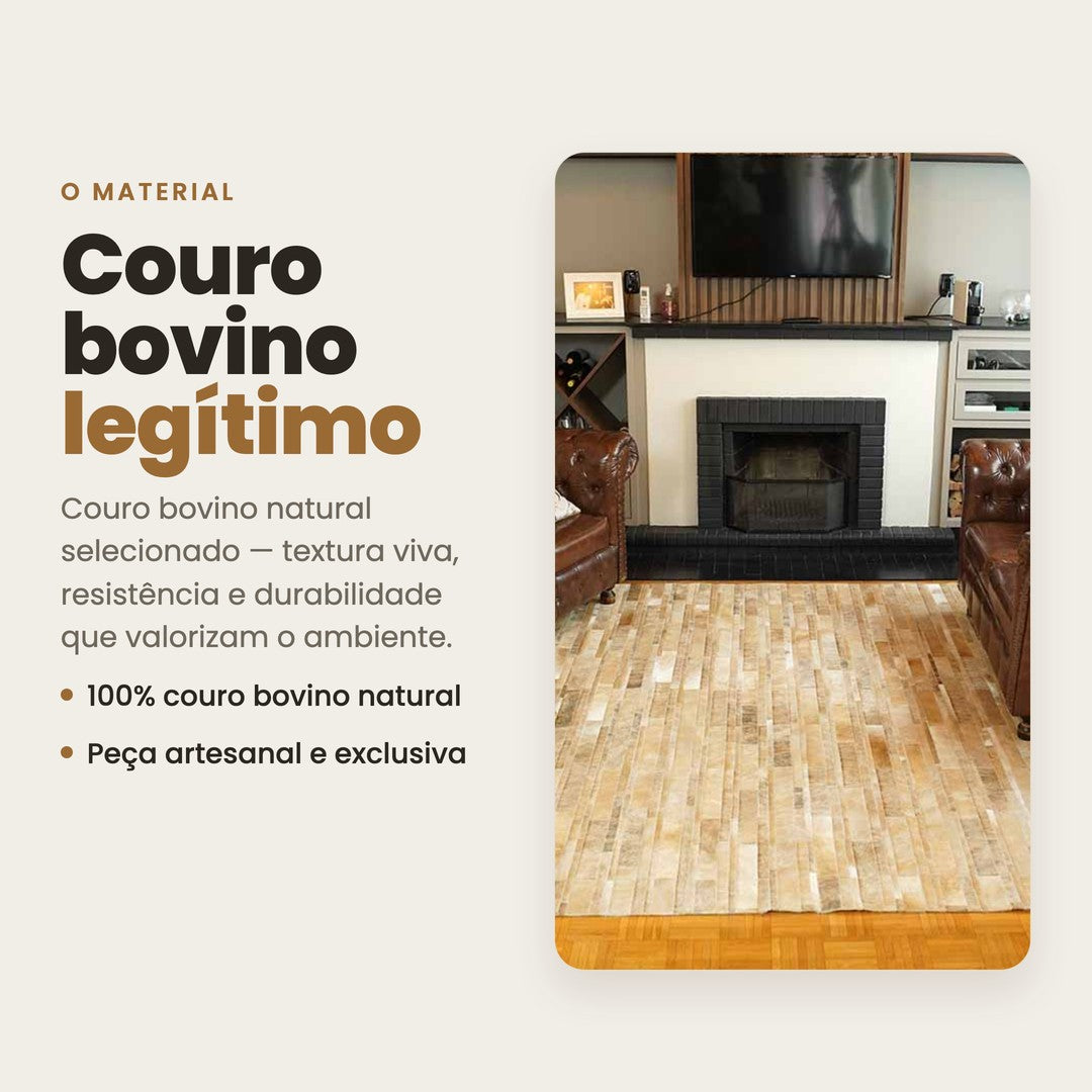 DECOURO · Tapete Tiras Elisa – Couro Legítimo — Material