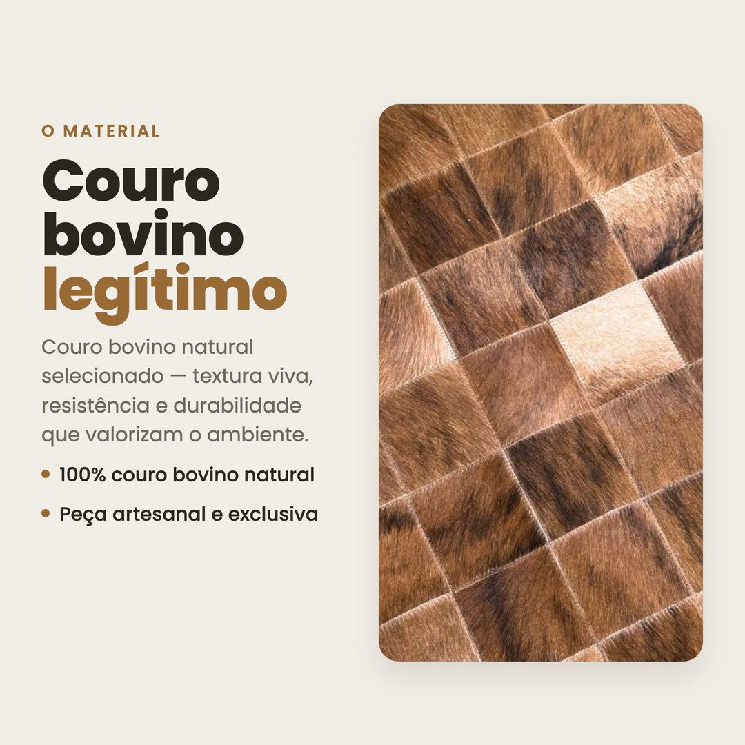 DECOURO · Tapete de Couro Quadriculado Tons de Marrom — Material