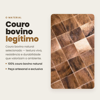 DECOURO · Tapete de Couro Quadriculado Tons de Marrom — Material