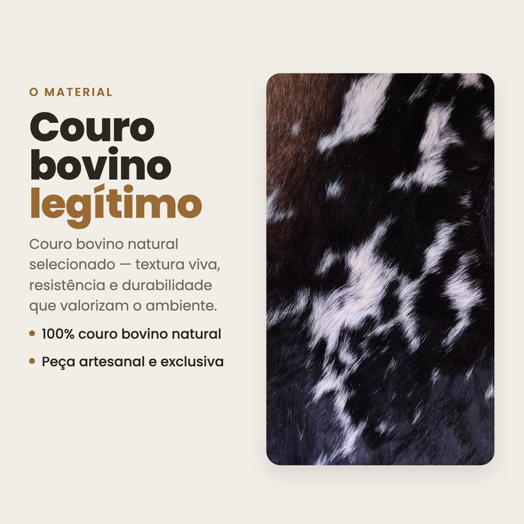 DECOURO · Tapete Bovino Osco Tricolor Linha Premium I OSC844 I 2,20x2,19m em Couro Legítimo — Material