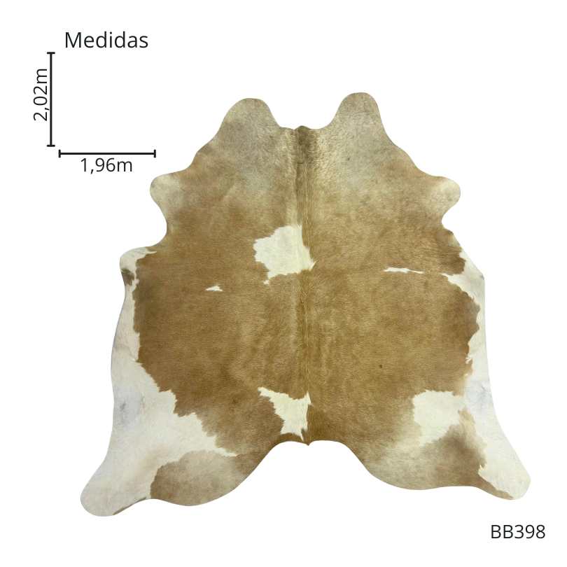 Tapete Bovino Natural Bege e Branco I BB398  I  2,02  x 1,96m