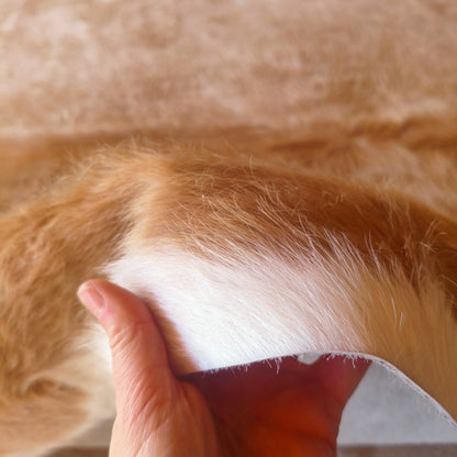 Tapete de couro de boi bege e branco BB955 — foto real 2
