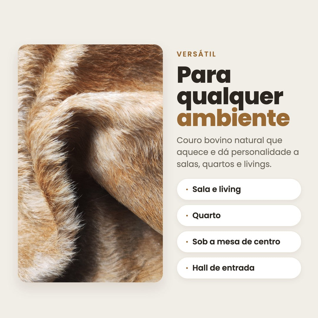 DECOURO · Tapete Bovino Exótico Marrom e Branco EXC820 | 2,28x1,80m — Versatilidade