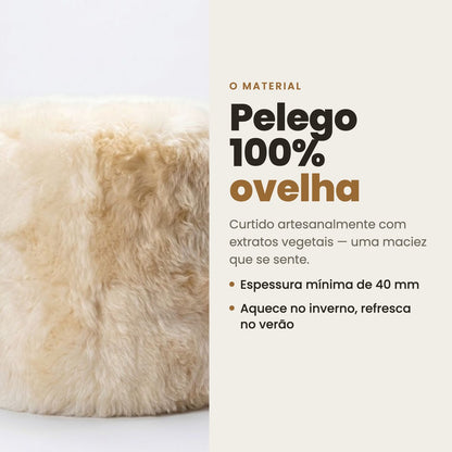 DECOURO · Puff Pelego Natural Redondo — Ultra Maciez — Material