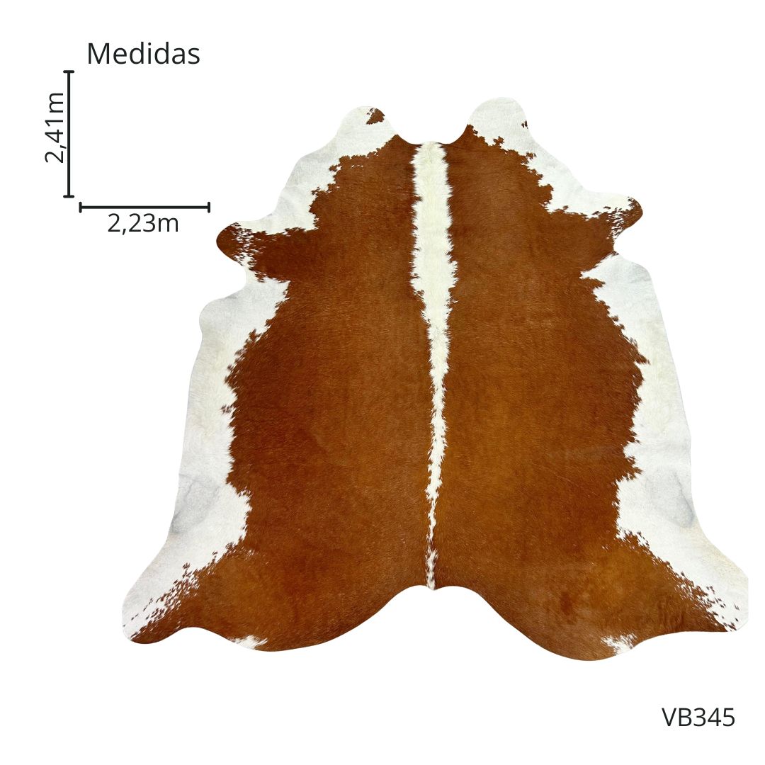 Tapete Bovino Natural Vermelho e Branco I VB345 I  2,41 x 2,23 m