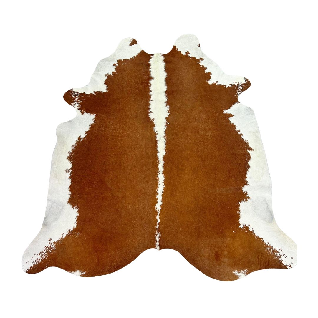 Tapete Bovino Natural Vermelho e Branco I VB345 I  2,41 x 2,23 m