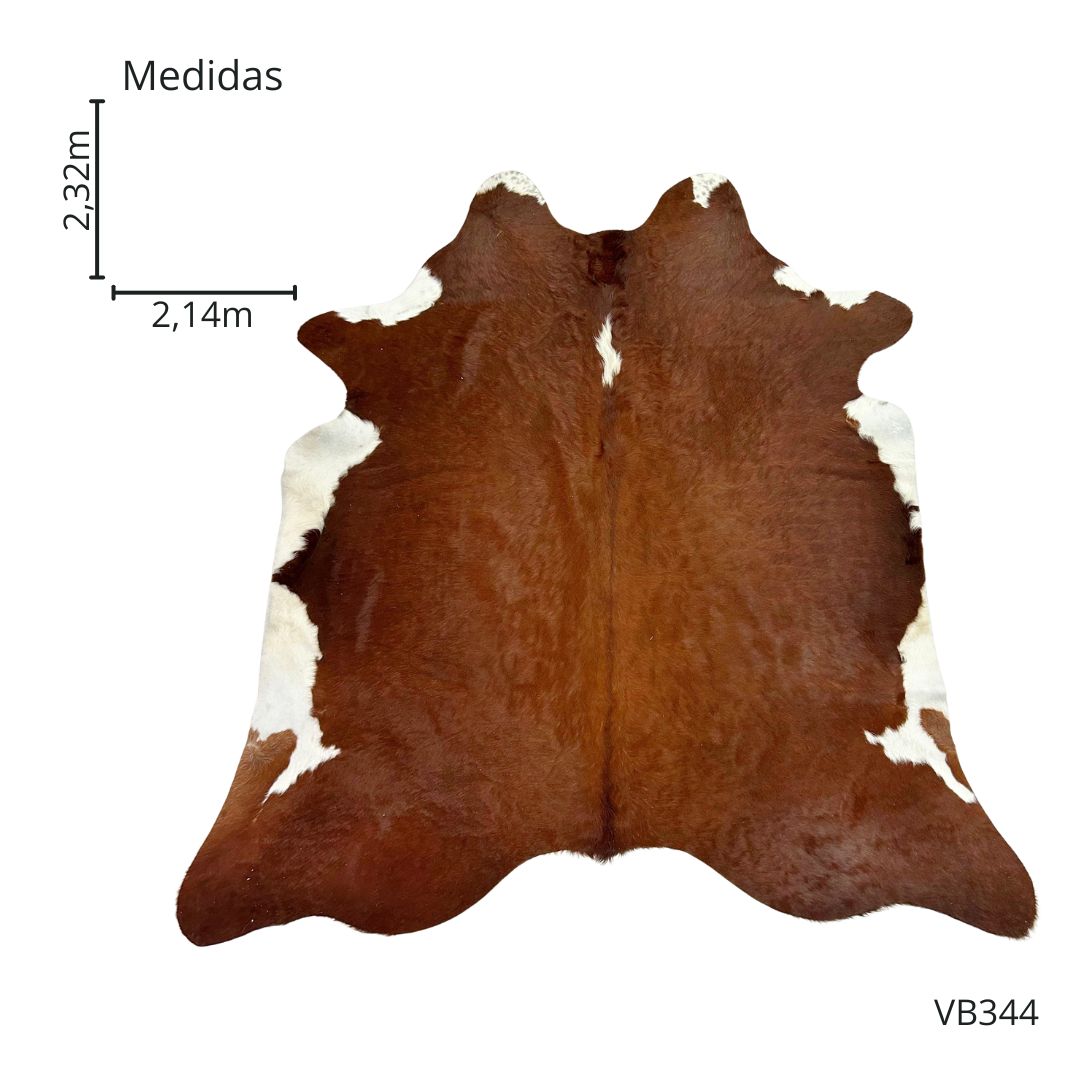 Tapete Bovino Natural Vermelho e Branco I VB344 I 2,32 x 2,14 m