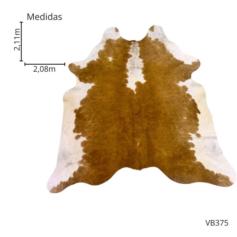 Tapete Bovino Natural Vermelho e Branco I VB375 I 2,11 x 2,08m