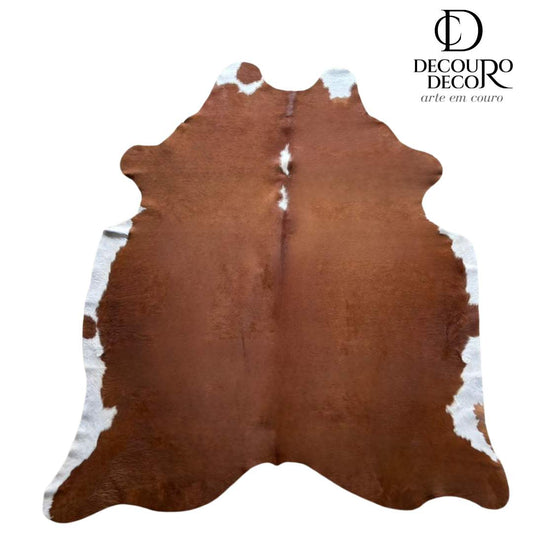 Tapete Bovino Natural Vermelho e Branco I VB650 I 2,20x2,09m -  Tamanho Grande