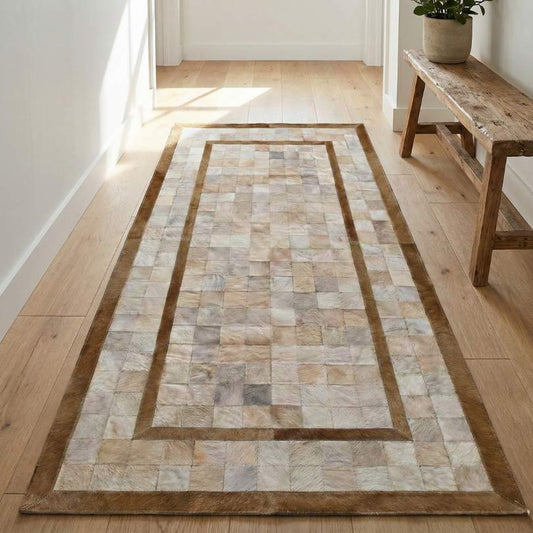 Passadeira Horizonte de Couro Natural - Bege Claro e Bege escuro