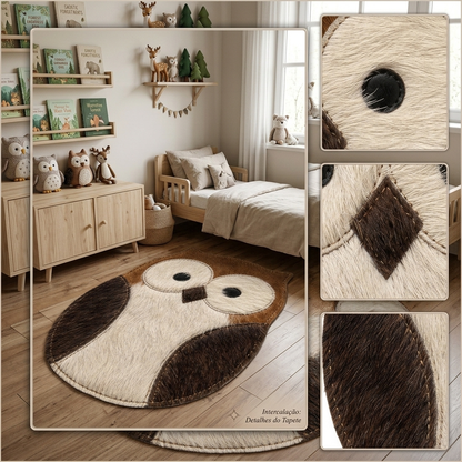 tapete infantil coruja — textura do couro bovino natural em close