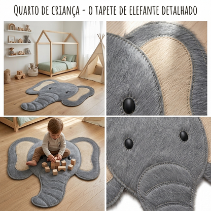Elefante em couro legítimo ao lado do berço