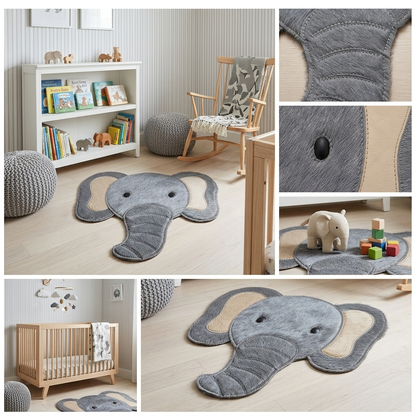 tapete infantil elefante — textura do couro bovino natural em close