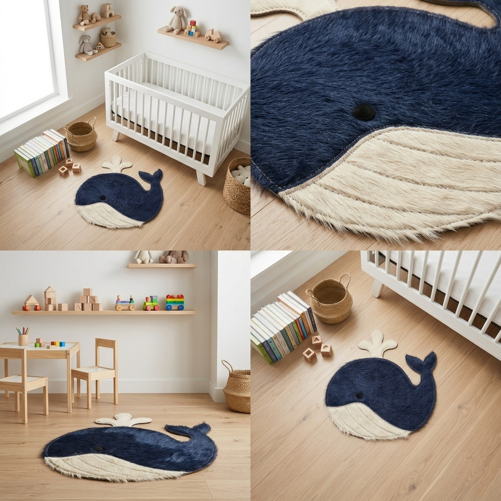 tapete infantil baleia — textura do couro bovino natural em close
