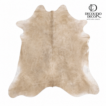 Tapete Bovino Bege e Branco Brilhoso I BB1139 I 2,13x1,91m